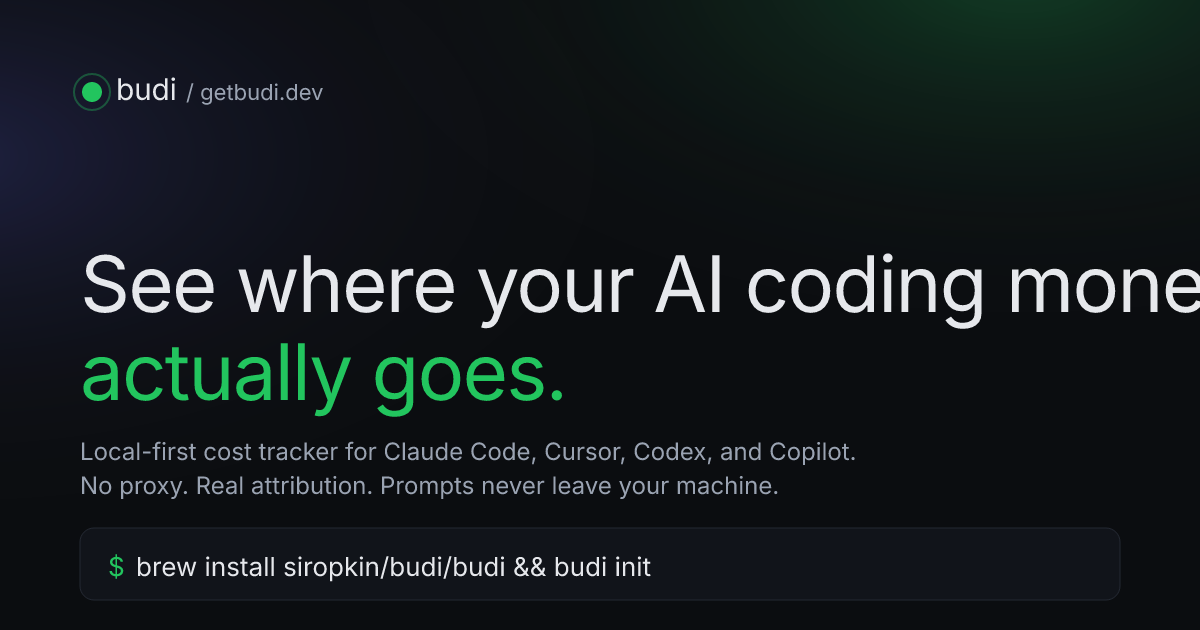 budi — AI coding cost tracker for Cursor, VS Code, Claude Code & Codex